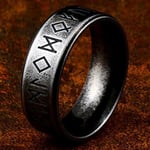 Ring - Nordisk Mytologi - Runor antik svart 8mm #12