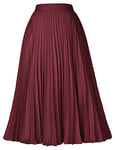 GRACE KARIN Vintage Jupe Femme Mi Longue Plissée pour Soirée Mariée Elegant M cl2473-21/Bordeaux