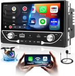 2+64G Android 13 Autoradio 2 Din avec CarPlay Android Auto sans Fil,6,9"" Écran Tactile avec Lien Miroir WiFi GPS Bluetooth RDS/FM EQ SWC USB/Type-C/AUX Carte TF+ Caméra de Recul(Q1165)