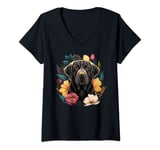 Womens Cute black Labrador Dog on black Labrador Retriever Lover V-Neck T-Shirt