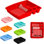 Premium  Plastic  Dish  Drainer  Rack  with  Removable  Drip  Tray –  Multi  Col