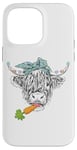 iPhone 14 Pro Max Cute Highland Cow Easter Spring Season Eggs Carrot Bandana Case