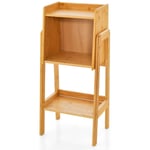 Bibliothèque Étagère Rangement en Bambou Meuble Case Compartiment Cube Pieds Bords Surélevés 27 x 37 x 80CM Naturel Maison Chic