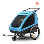 Remorque vélo GoKiddo remorque/buggy pliante freins intégrés évolutif pour 2 enfants