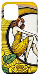 Coque pour iPhone 14 Rose jaune Pinup Girl Illustration Roses Jardin Art