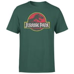 Jurassic Park Logo Vintage Men's T-Shirt - Green - M - Green