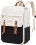 Sac A Dos College, 17.3 Pouces Sacs À Dos Ordinateur Portable Femme, Sac Travail Antivol Pour Ordi Pc, Sac Fille De Voyage Renforcé, Leger Travel Backpack Loisir, Beige Noir