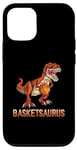 Coque pour iPhone 12/12 Pro BasketSaurus Dinosaure Balle T-rex Dino Jouant au Basketball