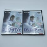 2x TDK DVD+RW DATA/VIDEO 4.7GB 4x SPEED 120min - Recordable Discs - New & Sealed