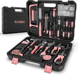 Malette à Outils 148 Pièces Boîte Outils Complète-Kits d`Outils Portable Caisse Outils inclu Kit Tournevis Mini Scie Pinces Maintenance Quotidienne Idéale Pour Maison ou Garage Rose.[W973]