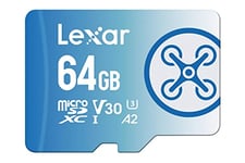 Lexar Fly Carte Micro SD 64 Go, Carte microSDXC UHS-I, Jusqu'à 160 Mo/s en Lecture, A2, U3, C10, V30, Carte TF Compatible avec Drone et Caméra d'action(LMSFLYX064G-BNNAA)