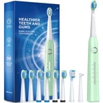 Electric Toothbrush for Adult, Sonic Toothbrushes with 8 Brush Heads 40000 VPM 5 Modes, Sonic Toothbrushes Fast Rechargeable 4 Hours Last 30 Days (P1, Green)