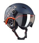 Black Crevice Casque de Ski Vail avec visière, Bleu Marine Mat/Orange, L (58-61 cm)