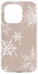 iPhone 15 Pro Aesthetic White Snow On Beige Cute Boho Rustic Winter Case