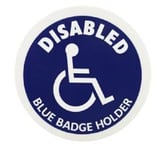 DISABLED BLUE BADGE HOLDER Blue Circle Sign Cling to Any Glass Surface New Style