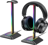 Support Casque Rgb Porte Casque Gaming Accessoire Led Repose Avec 7 Modes D'éclairage,Base En Caoutchouc Antidérapante,Pour Pc Gamer,Noir