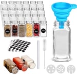 Zstar Lot de 24 pots à épices carrés avec saupoudreur, 120 ml, organisateur d'épices avec étiquettes, entonnoir, brosse de nettoyage, pots à épices pour cuisine, tiroir, étagère à épices, camping (24)