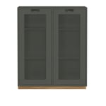 Asplund - Snow Cabinet E D30 Glass Doors - Green Khaki, Ek Sockel - Grön - Skåp och vitrinskåp - MDF/Trä