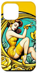 Coque pour iPhone 14 Pro Max Rose jaune Pinup Girl Illustration Roses Jardin Art