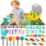 47PCS Space Sand Set Dinosaur Mat Sandcastle Molds Shovels Bucket Beach Toys