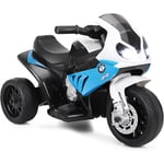 Bmw Moto Electrique pour Enfants 6 v 4Ah 1 Place, Moto à 3 Roues 3 Km/h avec Phare Lumineux, Musiques, pour Enfant 18-36 Mois Bleu - Costway