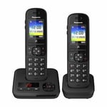 Panasonic KX-TGH722EB Black Cordless Home Twin Telephone Answer Machine 