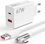 67w Chargeur Rapide Avec Câble Usb C 1m 6a Pour Redmi Note 13 Pro 12 11s,2-Ports Chargeur Usb Avec Pd 45w,Chargeur Turbo Pour Xiaomi 14 Ultra 13t Pro Redmi Note 12 Pro Poco X6 Prom6 Pro F5 Pro X4 Gt