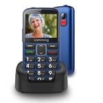 GSM Big Button Mobile Phone for Elderly,Dual Sim Free Basic Mobile Phone,Unlocked Senior Phone with SOS Button | Speed Dial | 1000mAh | HAC | Torch Side Buttons | Bluetooth | Charging Dock-Blue