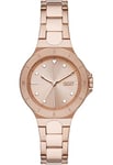 DKNY Watch for Women Chambers, Quartz Three Hand movement, 34MM Rose Gold Stainless Steel case with a Stainless Steel strap, NY6642