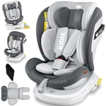 KIDIZ® Siège auto pour enfant | Siège auto pour bébé | Siège auto pour enfant Isofix Top Tether | pivotant à 360°, groupe 0/1/2/3, dès la naissance, de 0 à 36 kg | Avec pare-soleil, anthracite