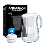 AQUAPHOR Water filter jug Onyx White incl. 3 MAXFOR+ filters I Table top 4.2l Capacity I Reduces Limescale Chlorine & Microplastics I Perfect for the family