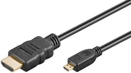 Micro HDMI - HDMI 2.0-kabel - 4K/60Hz - Guldpläterad - 3 m