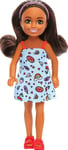 Mattel Barbie: Chelsea with Blue Dress, Headband & Brown Hair Mini Doll (HXM97)