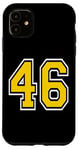 Coque pour iPhone 11 Numéro 46 en jaune, noir, blanc, version de poche