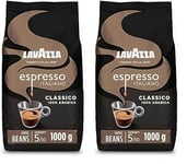 Lavazza, Espresso Italiano Classico, Coffee Beans, Ideal for Espresso Coffee Machines, with Flowery & Fruity Aromatic Notes, Intensity 5/10, 100% Arabica, Light Roast, 1 kg (Pack of 2)