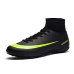 VVTTY Breathable Football Boots for Men High-Top Anti-Slip Soccer Shoes Lace-Up Black