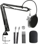 Rode Podmic Podmic Usb Support Microphone Professionnel Réglable Avec Filtre Antipop, Tube De Fixation, Pince De Table M À Jour Compatible Avec Microphone Rode Podmic Podmic Usb Par