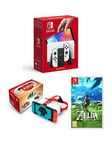 Nintendo Switch Oled Switch Oled White With Zelda Breath Of The Wild & Vr Switch Headset V2