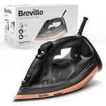 Breville SuperSteam Steam Iron | 2600 W | 190g/min Steam Shot | Smooth Ceramic Soleplate | 300 ml Water Tank | 2m Cord with 360° Action | Black & Copper | VIN442