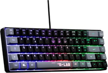 Keyz Hydrogen,Clavier Gamer 60%,Clavier Semi-Mécanique Filaire Azerty,Rétroéclairage Multicoloremini Clavier Gamer Silencieux,Format Compact Tkl-Pc/Ps5 (Noir/Gris)