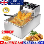 Commercial 6L Electric Deep Fat Fryer Single Large Tank Restaurant Frying 2200W