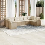 vidaXL Soffgrupp för trädgård med dynor 10 delar beige konstrotting 3221867