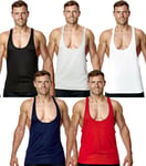 Mens Gym Vest Sports Stringer Tank Top Relaxed T Shirt Bodybuilding Racer Back