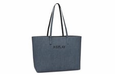 Replay Women's Tote Bag Medium, Multicolored (Blue Denim + Black Denim 1631), One Size