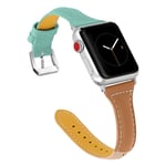 Apple Watch Series 4 40mm tri-color genuine leather watch band - Cyan / Brown / Khaki