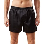 Mäns Satin Boxer Shorts Silke Pyjama Byxor Lounge Sovshorts Black 3XL