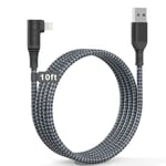 Cable Iphone Coudé [Certifié Apple Mfi] Chargeur Iphone 3M/10Ft À 90 Degrés Câble Usb À Angle Droit,Câble De Chargeur Rapide Apple Nylon Tressé 2.4A Pour Iphone 13 12 11 Pro X Xr Xr 8 Plus Pad Pod