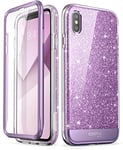 i-Blason Coque iPhone XS Coque iPhone X, Coque Complète Brillante Antichoc Bumper avec Protecteur d'écran Intégré [Série Cosmo] pour iPhone XS 2018 / iPhone X 2017 5,8 Pouces (Violet)