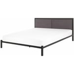 Lit Double en Métal Noir et Tissu Gris 160 x 200 cm Elégant au Design Minimaliste pour Chambre au Style Moderne et Contemporain Beliani