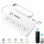 Prise US Intelligente Prises WiFi Prise Multiprise 4 Prises + 4 Ports USB Commande Vocale Fonction de Synchronisation Prise US Compatible avec Alexa,Blanc